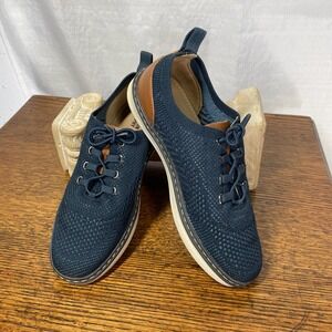 Johnston & Murphy Boys Navy Engineered Knit Sneakers Leather Trim Size Youth 1